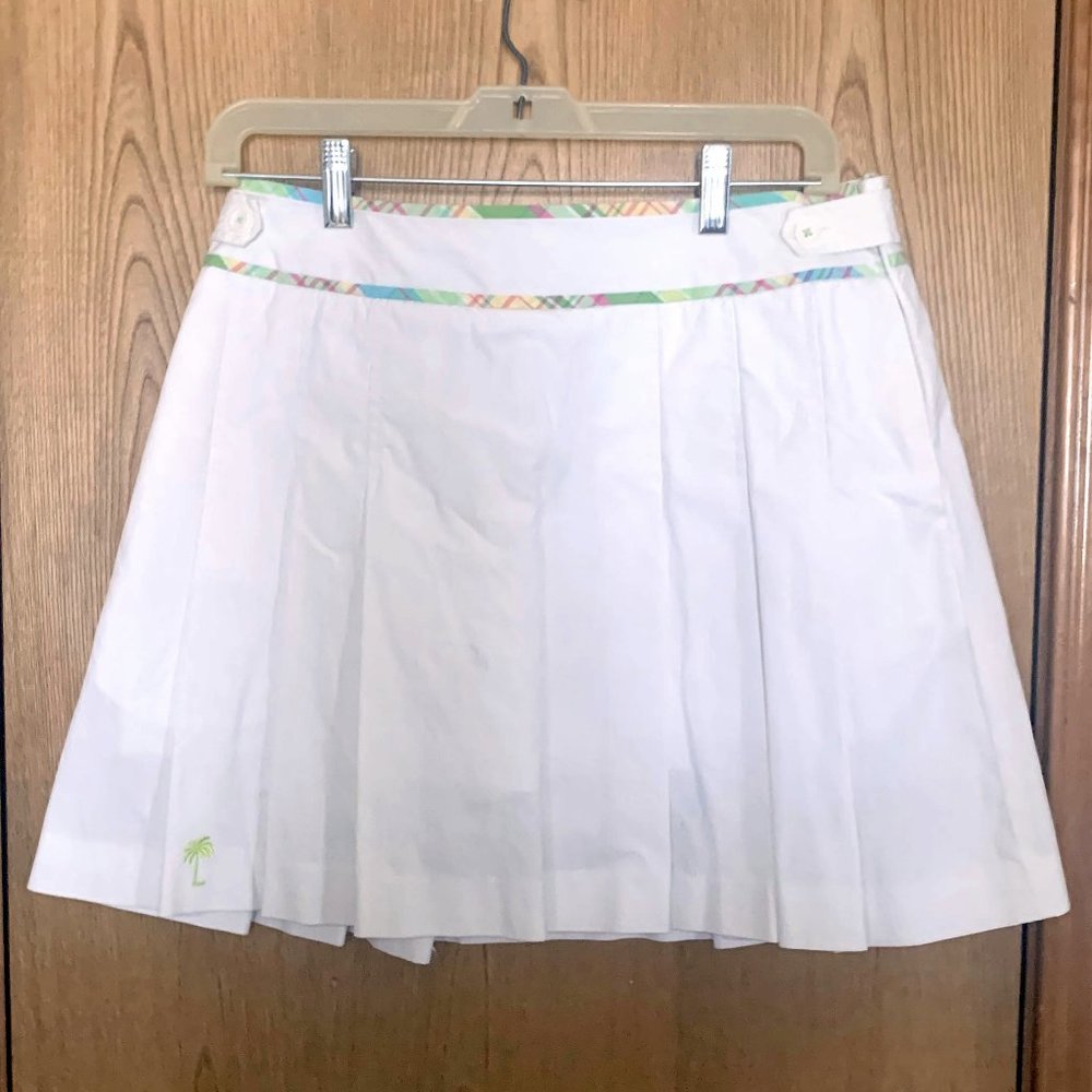 Lilly Pulitzer white skort, size 6, plaid detail